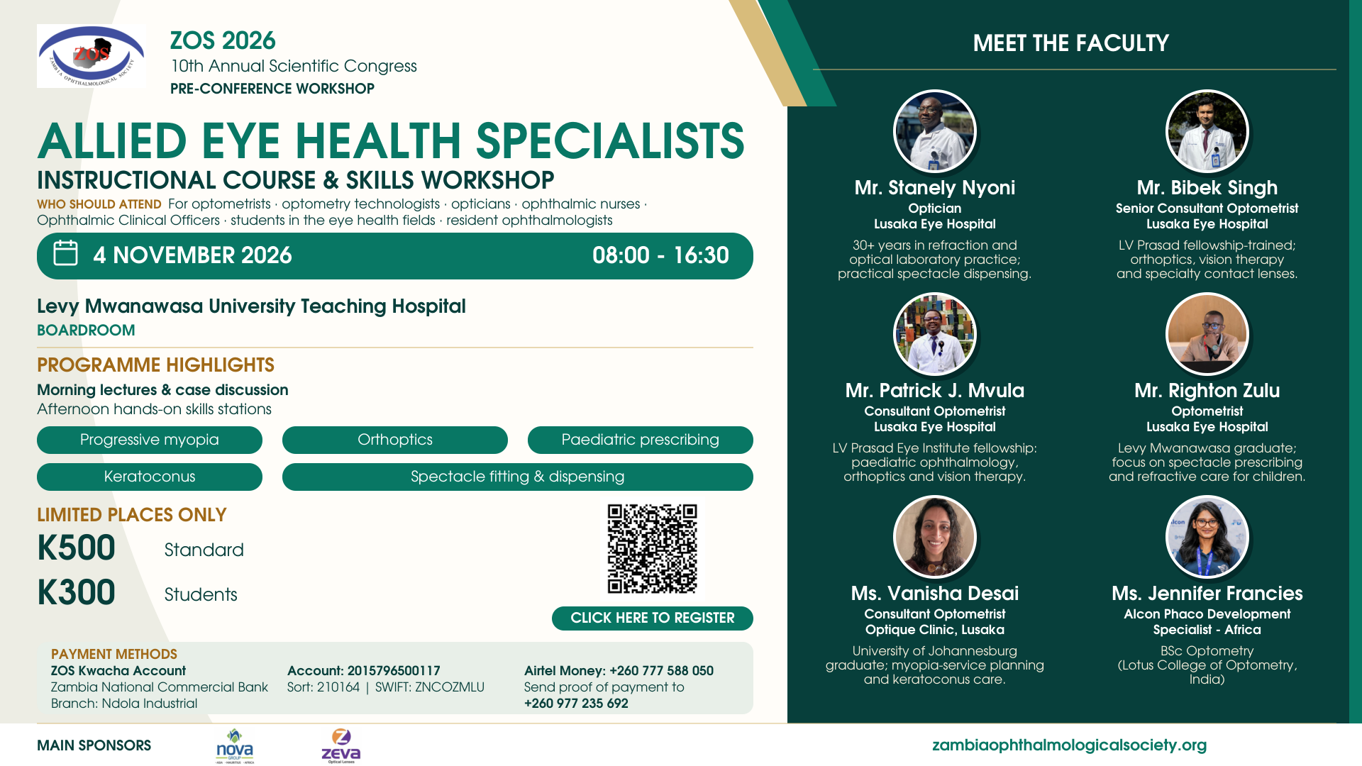 ZOS ALLIED EYE HEALTH SPECIALISTS INSTRUCTIONAL COURSE & SKILLS WORKSHOP